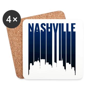 Nashville Skyline Nachtblau Silhouette - Untersetzer (4er-Set) - Weiß - Vorne