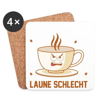 Kaffee leer Laune Schlecht - Untersetzer (4er-Set) - Weiß - Vorne