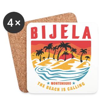 Bijela Montenegro Palmen Strand Design - Untersetzer (4er-Set) - Weiß - Vorne