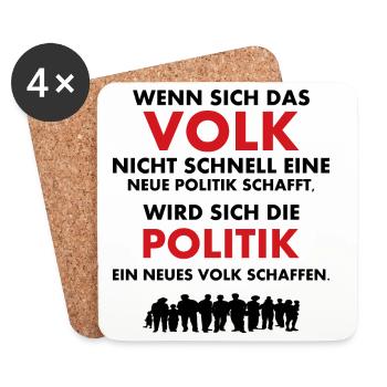 Das Volk und die Politik - Untersetzer (4er-Set) - Weiß - Vorne