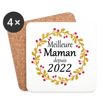 Meilleure Maman depuis 2022 - Dessous de verre (lot de 4) - blanc - Devant