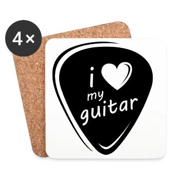 Gitarre Plektrum Symbol Logo icon Grafik Herz - Untersetzer (4er-Set) - Weiß - Vorne