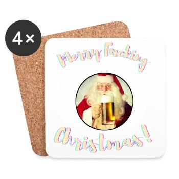 Joyeux putain de Noël! (Non censuré) - Dessous de verre (lot de 4) - blanc - Devant