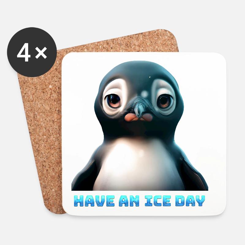 Have a nICE Day Pinguin Grafik - Untersetzer (4er-Set) - Weiß