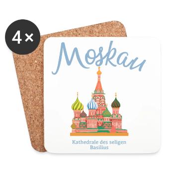 Moskau, Basilius Kathedrale, Roter Platz Russland - Untersetzer (4er-Set) - Weiß - Vorne