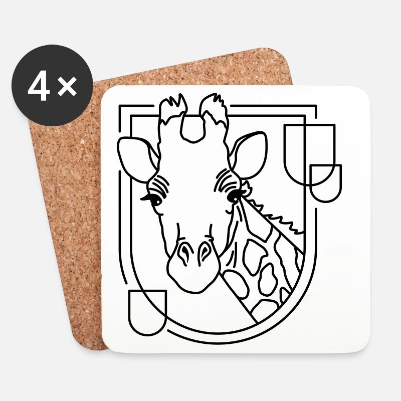 Giraffe in geometrischer Form - Line-Art-Design - Untersetzer (4er-Set) - Weiß