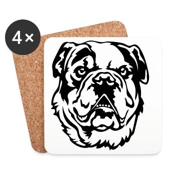 Continental Bulldog Kopf - Untersetzer (4er-Set) - Weiß - Vorne