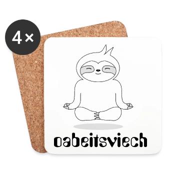 SLOTH - Oabeitsviech - Workhorse, Puns - Coasters (set of 4) - white - Front