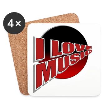 Ich liebe Musik - du auch? - Untersetzer (4er-Set) - Weiß - Vorne