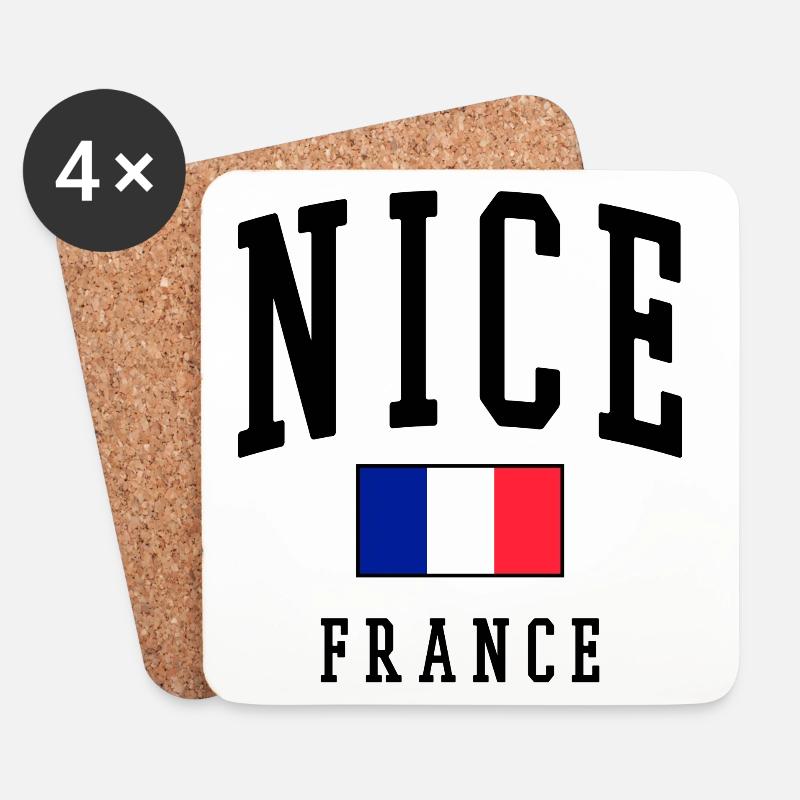 Nizza - Frankreich - Flagge - Untersetzer (4er-Set) - Weiß