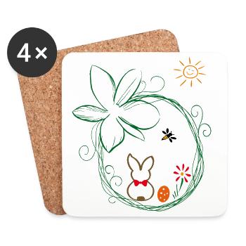 Easter nest with Easter bunny - Coasters (set of 4) - white - Front