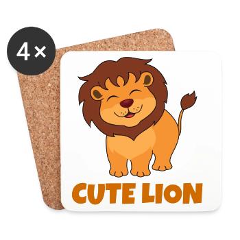 Löwe, niedlicher Löwe, Savanne - Untersetzer (4er-Set) - Weiß - Vorne