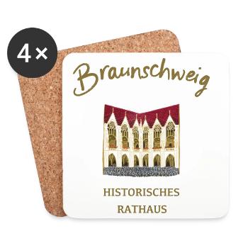 Braunschweig Town Hall, Lower Saxony - Coasters (set of 4) - white - Front
