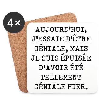Aujourd'hui j'essaie d'être géniale - Dessous de verre (lot de 4) - blanc - Devant
