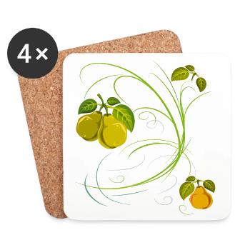 Birne, Obst - Untersetzer (4er-Set) - Weiß - Vorne