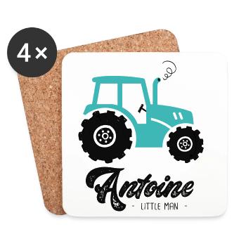 Antoine prenom antoine avec tracteur - Dessous de verre (lot de 4) - blanc - Devant