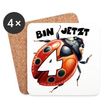 Marienkäfer bin jetzt 4 Jahre Geschenk - Untersetzer (4er-Set) - Weiß - Vorne