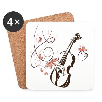 Violine Musiker Blumenranke - Untersetzer (4er-Set) - Weiß - Vorne