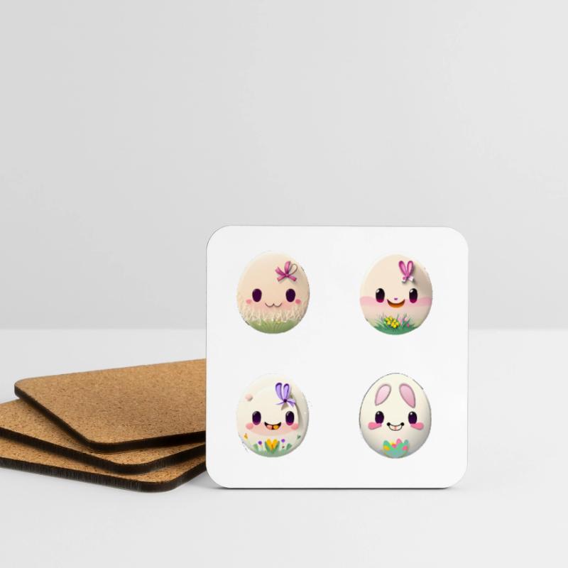Easter Egg Easter Eggs Faces Coasters (set of 4)