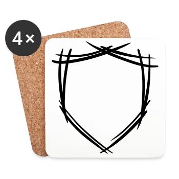 Shield / coat of arms symbol. Hand drawn. Template - Coasters (set of 4) - white - Front