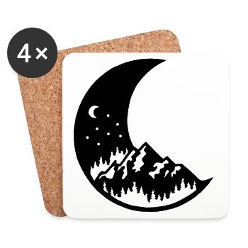 La lune et la montagne noire - Dessous de verre (lot de 4) - blanc - Devant