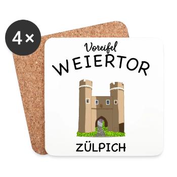 Zülpich, Weiertor, Voreifel - Untersetzer (4er-Set) - Weiß - Vorne