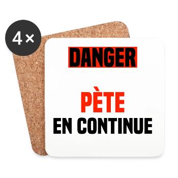 Danger pète en continue - Dessous de verre (lot de 4) - blanc - Devant