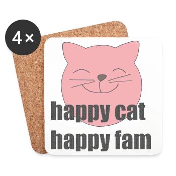 Happy Cat - Coasters (set of 4) - white - Front