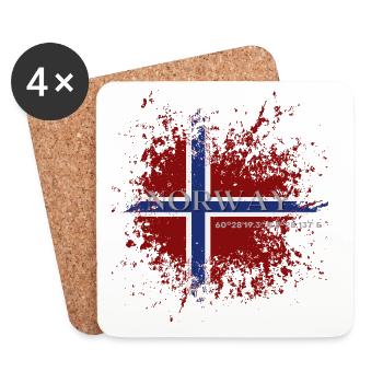 Flag of Norway grunge - Coasters (set of 4) - white - Front