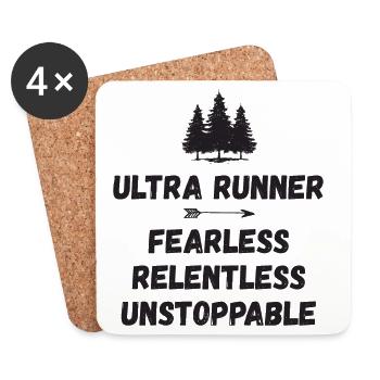 Ultra Runnner - Furchtlos. Unerbittlich. Unaufhaltsam. - Untersetzer (4er-Set) - Weiß - Vorne