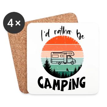 Ich geh lieber campen - I'd rather go camping - Untersetzer (4er-Set) - Weiß - Vorne