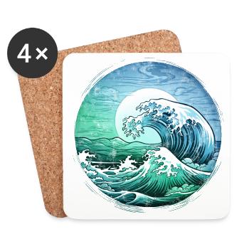 Wave Sunset Sea Sun Holiday Summer - Coasters (set of 4) - white - Front