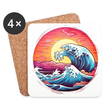 Wave Sunset Sea Sun Holiday Summer - Coasters (set of 4) - white - Front