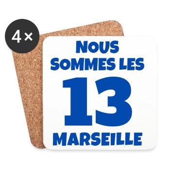 Marseille. je suis Marseillais. 13 - Dessous de verre (lot de 4) - blanc - Devant