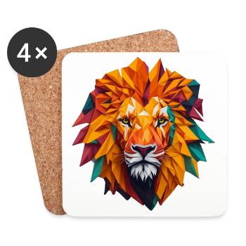 Tête de lion - Dessous de verre (lot de 4) - blanc - Devant