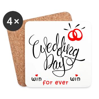 Mariage, Alliances, Mariée, Jour De Mariage - Dessous de verre (lot de 4) - blanc - Devant