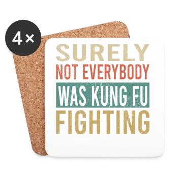 Kung Fu Fighting Quote Typography - Coasters (set of 4) - white - Front