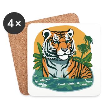 Tiger Print Jungle - Untersetzer (4er-Set) - Weiß - Vorne