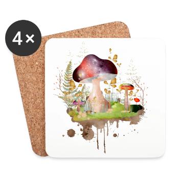 colorful mushroom watercolor inspired by nature - Coasters (set of 4) - white - Front