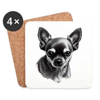 Chihuahua à poil court - Dessous de verre (lot de 4) - blanc - Devant