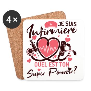 Je Suis Infirmière Quel Est Ton Super Pouvoir  - Dessous de verre (lot de 4) - blanc - Devant