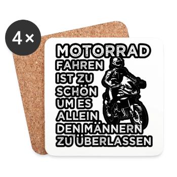 Motorrad Motorradfahrerin Bikerin Biker - Untersetzer (4er-Set) - Weiß - Vorne