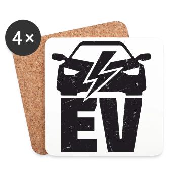 EV - Electric Vehicle für Elektro Auto Fans - Untersetzer (4er-Set) - Weiß - Vorne