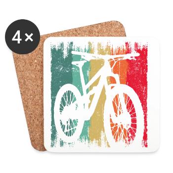 Silhouette de vélo grunge arc-en-ciel - Dessous de verre (lot de 4) - blanc - Devant