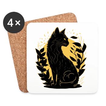 Silhouette De Chat - Dessous de verre (lot de 4) - blanc - Devant