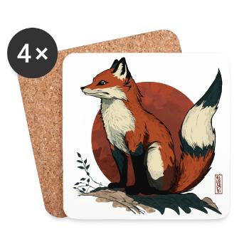 Japanese Fox - Untersetzer (4er-Set) - Weiß - Vorne