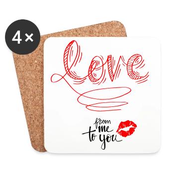 Amour - Dessous de verre (lot de 4) - blanc - Devant