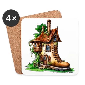 Altes Stiefelhaus - Untersetzer (4er-Set) - Weiß - Vorne