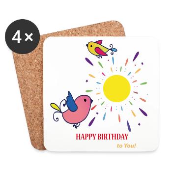 Joyeux anniversaire Geburtstag - Dessous de verre (lot de 4) - blanc - Devant
