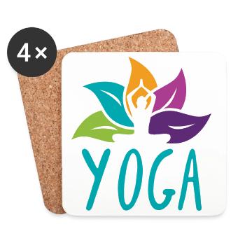 Vibrant Lotus Yoga Embrace - Coasters (set of 4) - white - Front